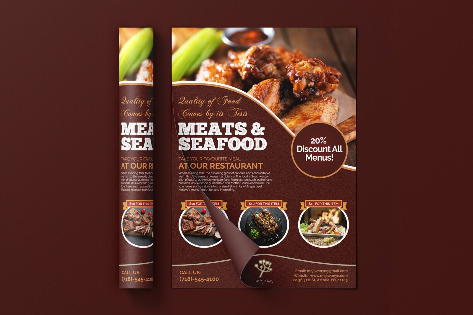 Meats and seafood menu design